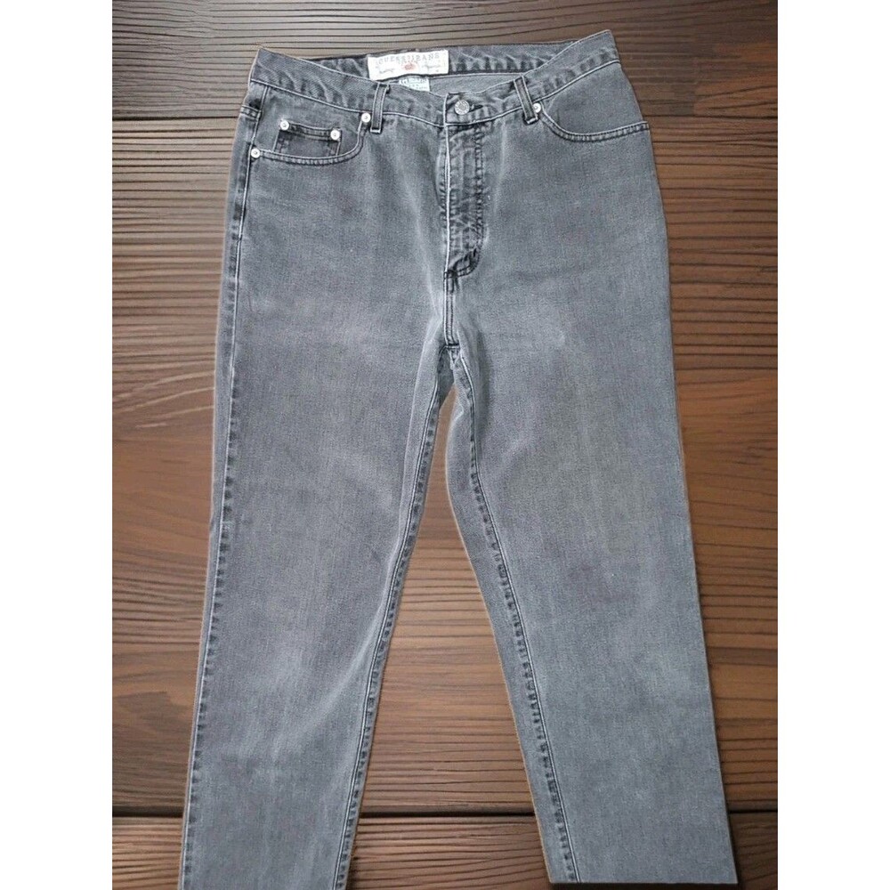 Vintage Guess Jeans Mens 34 Black Denim Straight Leg Light Charcoal Wash 90s